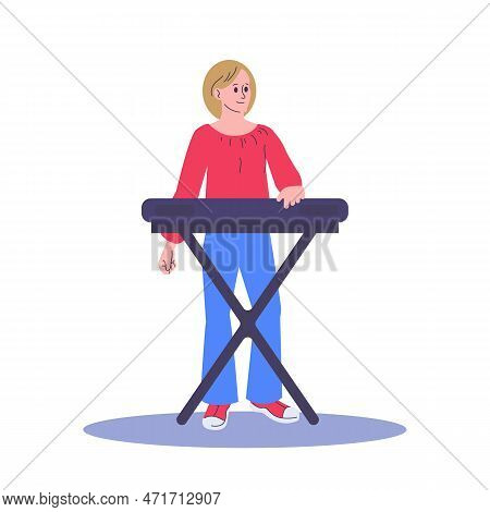 Piano Player Vector Illustration. Dj Musician Keyboardist. Flat Style Design. Colorful Graphics