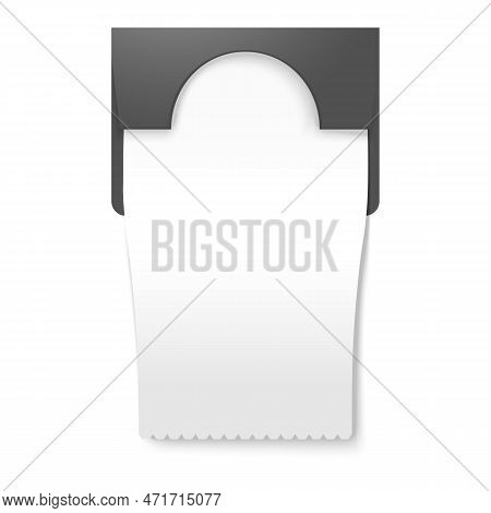 3d Napkin Holder, Paper Towel Dispenser Or Check. Realistic Vector Multifold Tissue. Isolated Wall T