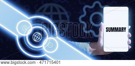 Writing Displaying Text Summary. Business Showcase Brief Statement Abstract Synopsis Concise Abbrevi