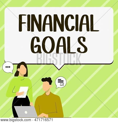 Handwriting Text Financial Goals. Concept Meaning Targets Usually Driven By Specific Future Financia