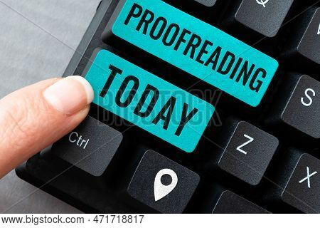 Text Caption Presenting Proofreading. Business Idea Act Of Reading And Marking Spelling, Grammar And