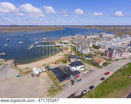 Hampton Beach Village At Hampton Harbor Aerial View Including Historic Waterfront Buildings From Ham