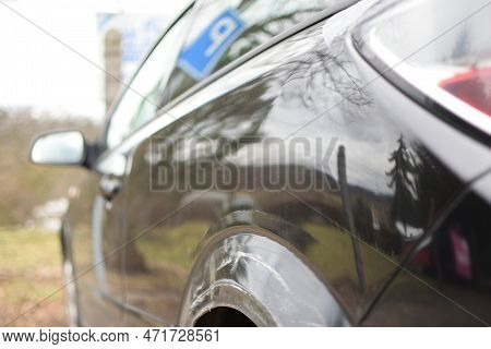 Dubicky, Czechia - February 21, 2023: Cracked Fender Of Opel Astra H