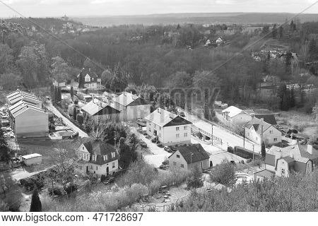 Zelizy, Czechia - February 26, 2023: Village From Certovy Hlavy Viewpoint In Region Of Kokorinsko