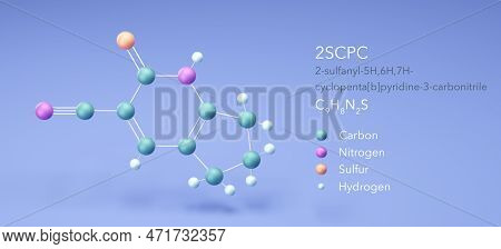 2scpc, Molecular Structures, 2-sulfanyl-5h,6h,7h-cyclopenta[b]pyridine-3-carbonitrile, 3d Model, Str