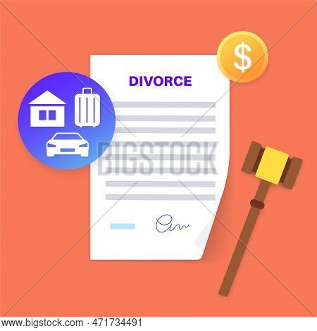 Divorce Certificate Concept. Terminating A Marriage Or Marital Union. Marriage Cancellation Document