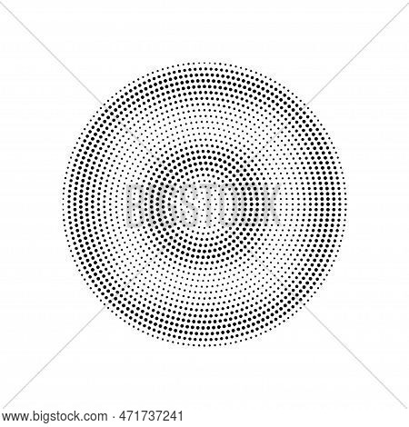 Halftone Design Element, Circular Halftone Dot Pattern. Specks, Vector Circle Gradient. Modern Circl