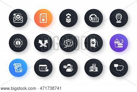 Minimal Set Of Info, Cogwheel And Food Delivery Flat Icons For Web Development. Intersection Arrows,