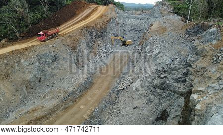 Ilheus, Bahia, Brazil - May 23, 2022: Construction Work On The Ba 649 Highway Linking The Municipali