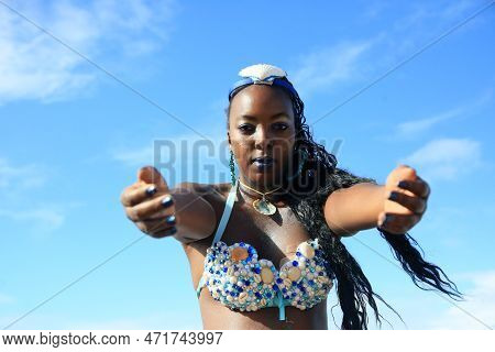 Salvador, Bahia, Brazil - February 2, 2023: Candoble Supporters And Orixa Iemanja Supporters Visit R