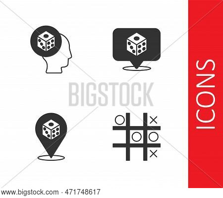 Set Tic Tac Toe Game, Game Dice, And Icon. Vector