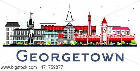 Georgetown Guyana City Skyline With Gray Buildings Isolated On White. Vector Illustration. Business 