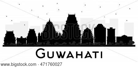 Guwahati India City Skyline Black And White Silhouette. Vector Illustration. Simple Flat Concept For