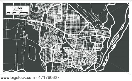 Juba South Sudan City Map In Retro Style. Outline Map. Vector Illustration.