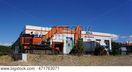 Bucharest, Romania - September 12, 2022: : Excavator Hitachi Working At Construction Site.