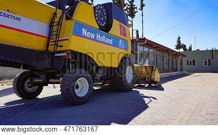 Araclar, Turkey - September 16, 2022: New Holland Agriculture Logo In The Dealership Store Against A