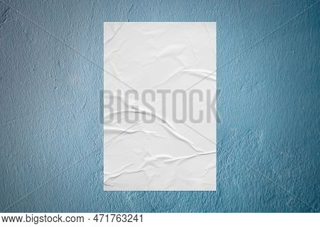 Blank White Wheatpaste Glued Paper Poster Mockup On Concrete Wall Background