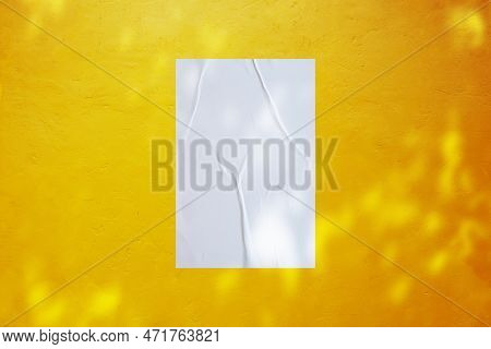 Blank White Wheatpaste Glued Paper Poster Mockup On Concrete Wall Background
