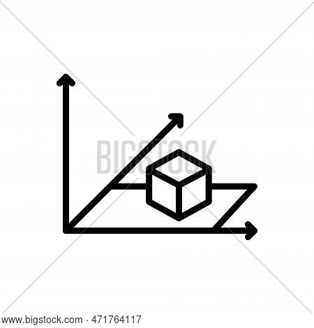 Black Line Icon For Axis Modeling Cube Digital Model Degreesangle Coordinate Geometry Axonometric Is