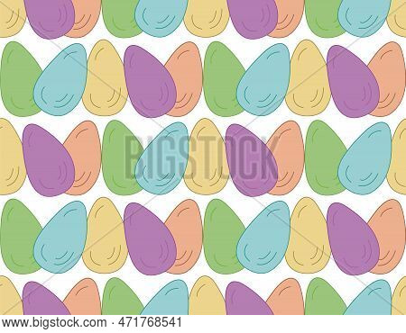 Seamless Pattern Eggs Easter. Pastel Colored Vector Illustration. Texture Of Easter Gift, Textile. E