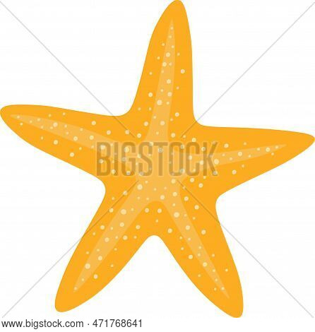 Starfish Isolated On A White Background. Marine Icon In Flat Cartoon Style For Summer Design Element