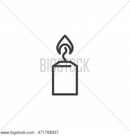 Candle Light Line Icon. Linear Style Sign For Mobile Concept And Web Design. Candle Burn Outline Vec