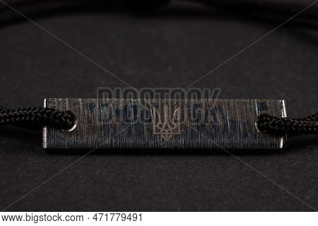 Azovstal Limited Edition Bracelet Made Of Last Portion Of Steel From Azovstal On Dark Background. Em