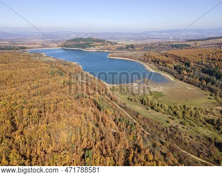Aerial View Of Izvor Reservoir At Konyavska Mountain, Bulgaria