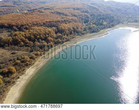 Aerial View Of Izvor Reservoir At Konyavska Mountain, Bulgaria