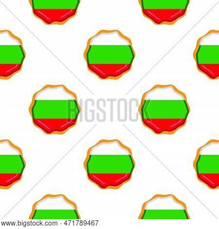 Pattern Cookie With Flag Country Bulgaria In Tasty Biscuit