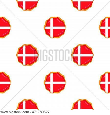 Pattern Cookie With Flag Country Denmark In Tasty Biscuit