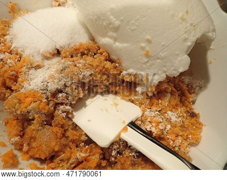 Homemade Cooking Of A Carrot Cake