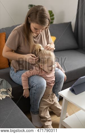 Deaf Child Girl With Cochlear Implant Studying To Hear Sounds - Recovery After Cochlear Implant Surg