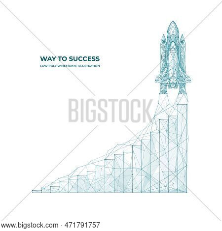 3d Space Shuttle Launch And Growth Chart. Abstract Concept Of Rapid Rapid Growth Or Takeoff. Technol