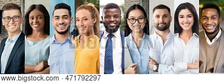 Set Of Multiracial Young Top Managers Posing At Workplace
