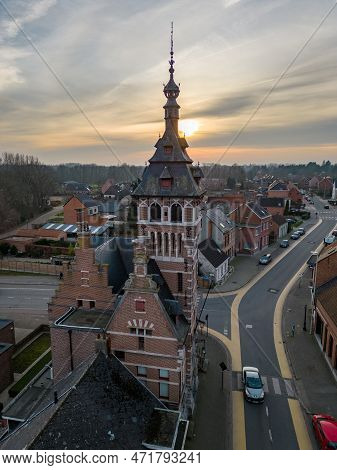 Emblem, Ranst, Belgium, 15th Of February, 2023, Old Town Hall Of Emblem, In The Dorpstraat Of The Li