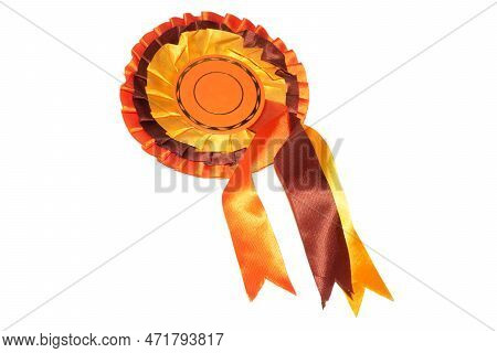 A Vintage Winner Rosette Prize Badge For Best In Show Or Winng A Race Of Award On White Background