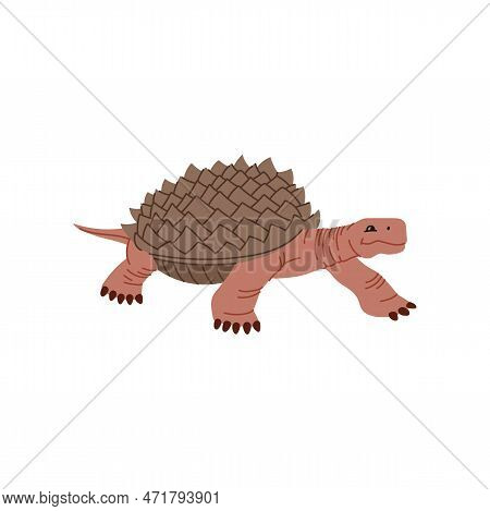 Carbonemys Dinosaur Turtle Cartoon Dino Character. Prehistoric Dinosaur Tortoise With Tail, Prehisto