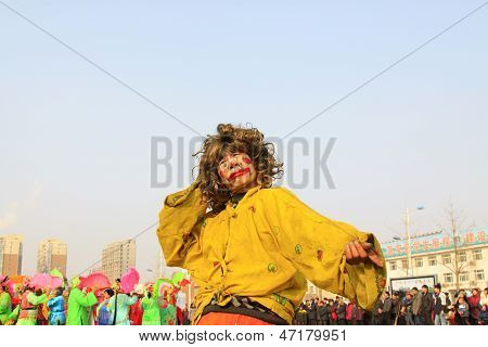 People Wear Colorful Clothes, Yangko Dance Performances In The Street