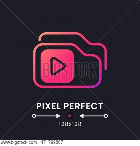 Video Playlist Pink Solid Gradient Desktop Icon On Black. Streaming Service. Pre-recorded Content. P