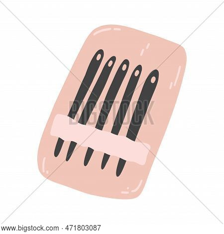 Sewing Needle Hand Drawn Icon. Vector Illustration Of Needlework Supply, Concept Of Sewing, Embroide