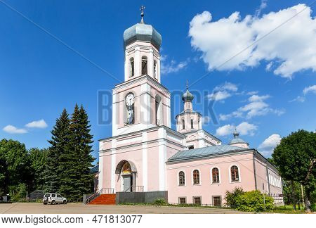 Valdai, Russia - August 6, 2022: Trinity Cathedral (1744) In Summer Sunny Day. Russian Orthodox Chur