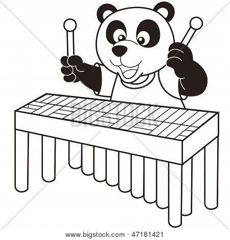 Tegneserie Panda spiller en vibrafon