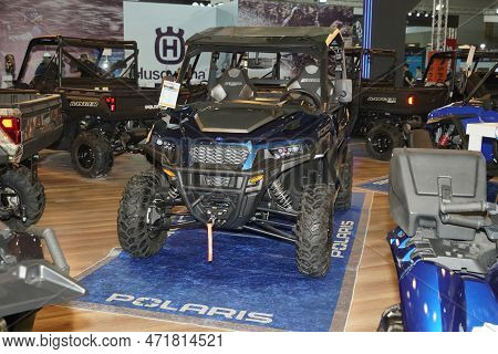 Istanbul, Turkey - April 23, 2022: Polaris Utv On Display At Motobike Expo In Istanbul Exhibition Ce
