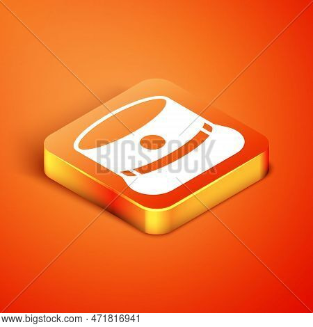 Isometric Kepi Icon Isolated On Orange Background. Cap Army Uniform Headgear. Historic General Hat. 