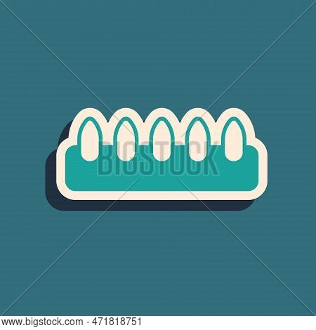 Green Set Of False Nails For Manicure Icon Isolated On Green Background. Varnish Color Palette For N