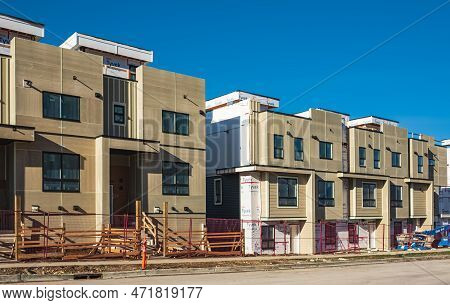 New Low-rise Apartments Building Construction. Housing Construction In Surrey Canada. Residential Bu