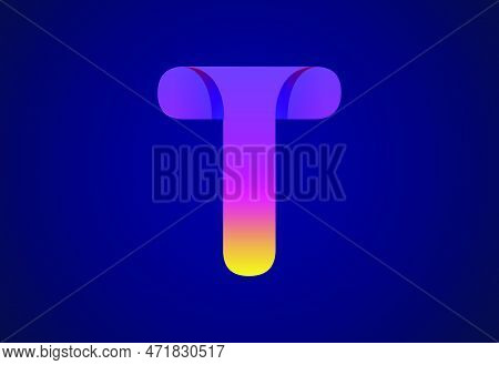 Abstract Origami Letter T Logo Design Template. Flat Style Application Icon. Vector Illustration