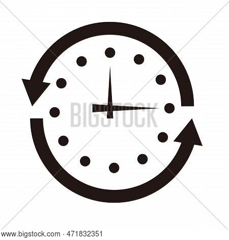 Rotating Arrow And Clock Icons. Editable Vector.