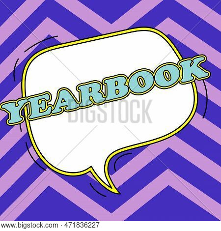 Writing Displaying Text Yearbook. Business Overview Publication Compiled By Graduating Class As A Re